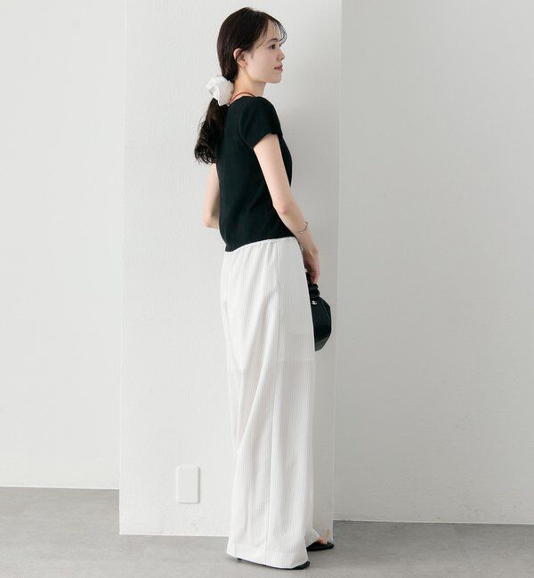  「レースライン半袖ニットカーディガン」|カーディガン|