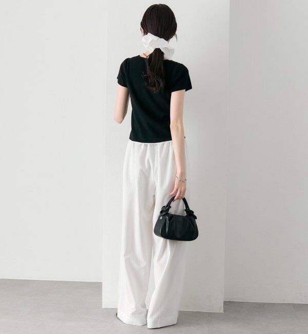  「レースライン半袖ニットカーディガン」|カーディガン|