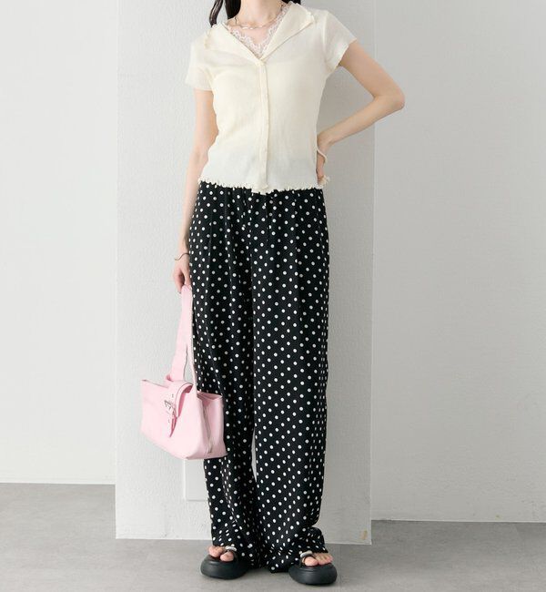  「レースドッキング半袖ニットカーディガン」|カーディガン|