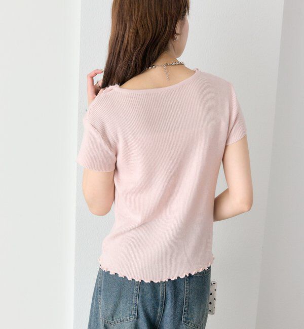  「レースドッキング半袖ニットカーディガン」|カーディガン|