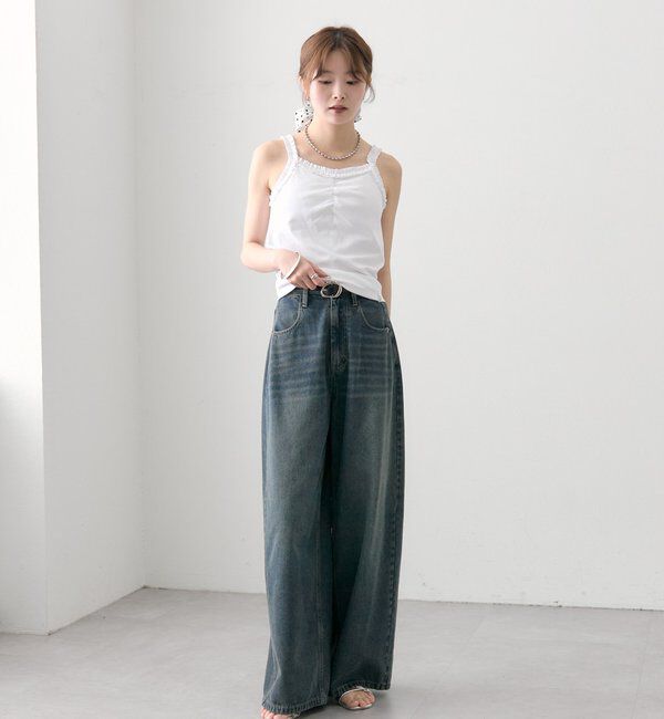  「パット付きギャザーフリルキャミソール」|キャミソール|