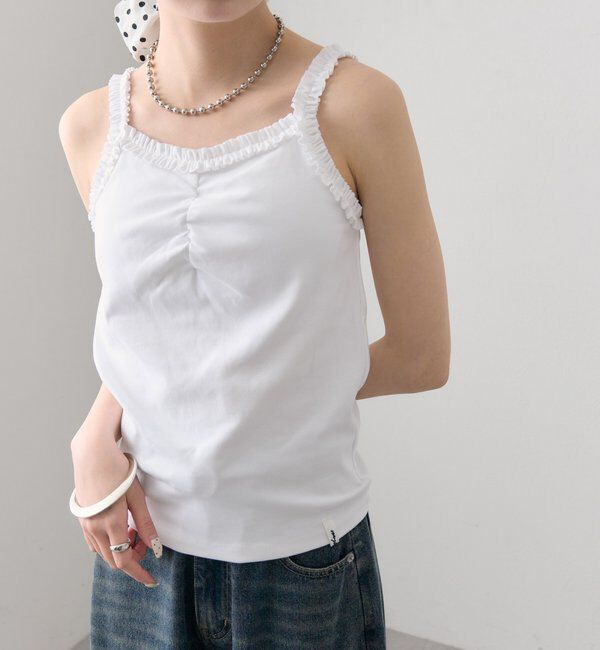  「パット付きギャザーフリルキャミソール」|キャミソール|