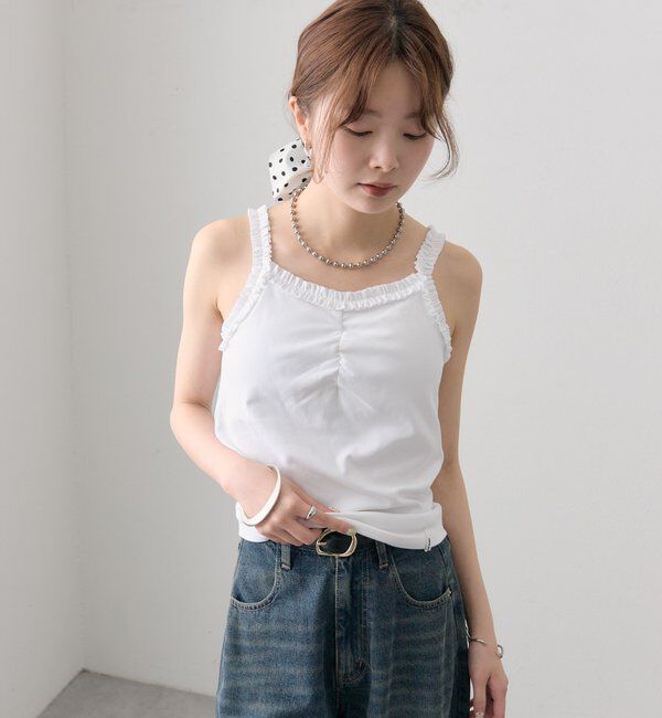  「パット付きギャザーフリルキャミソール」|キャミソール|