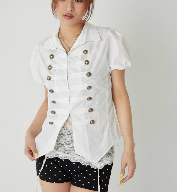  「ナポレオンパフスリブラウス」|シャツ・ブラウス|