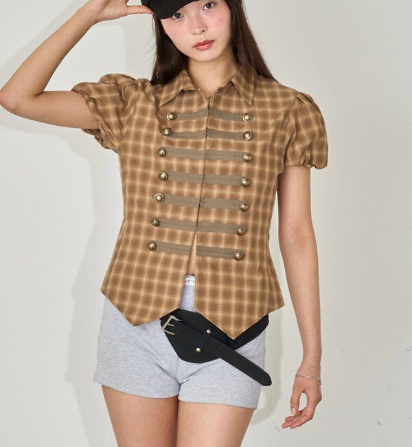  「ナポレオンパフスリブラウス」|シャツ・ブラウス|