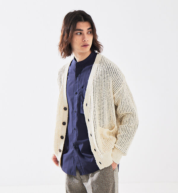 ABAHOUSE「【透かし編み】スラブ ニットカーディガン」|カーディガン|