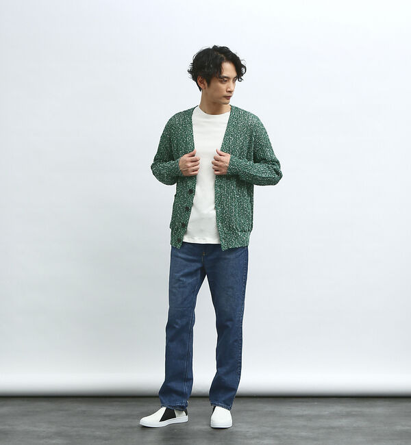 ABAHOUSE「【透かし編み】スラブ ニットカーディガン」|カーディガン|