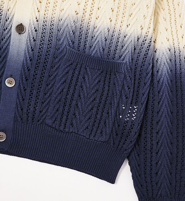 ABAHOUSE「【透かし編み】グラデーション シアー カーディガン」|カーディガン|