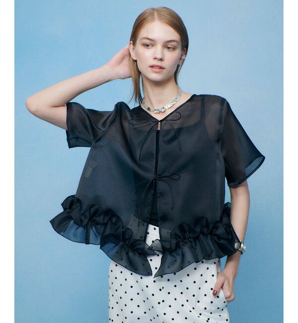 LOULOU WILLOUGHBY「【LOULOU WILLOUGHBY】2WAYシアーブラウス」|シャツ・ブラウス|ブラック