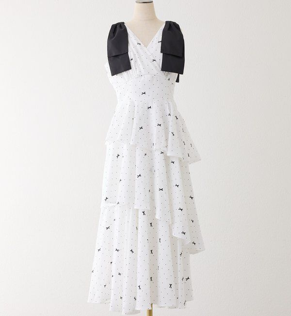  「【LouLoumei】肩リボンティアードロングワンピース」|その他|