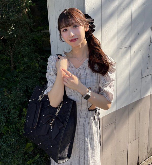  「【LouLoumei】サイドカットデザインチェックワンピース」|その他|