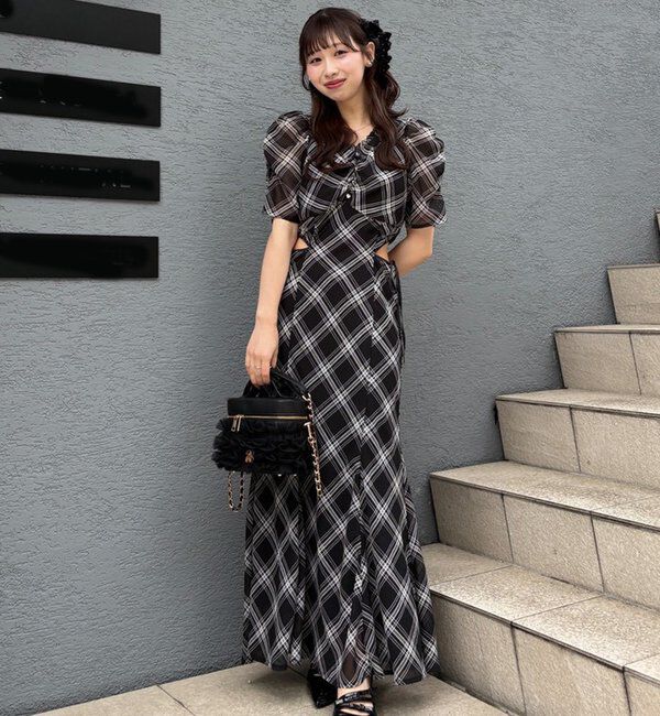  「【LouLoumei】サイドカットデザインチェックワンピース」|その他|