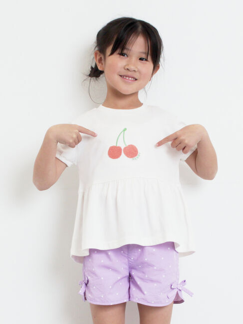 Samansa Mos2 Lagom「【吸水速乾】サクランボさがら刺繍Tシャツ」|Tシャツ・カットソー|オフホワイト