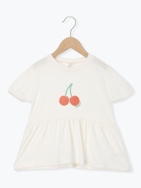 Samansa Mos2 Lagom「【吸水速乾】サクランボさがら刺繍Tシャツ」|Tシャツ・カットソー|