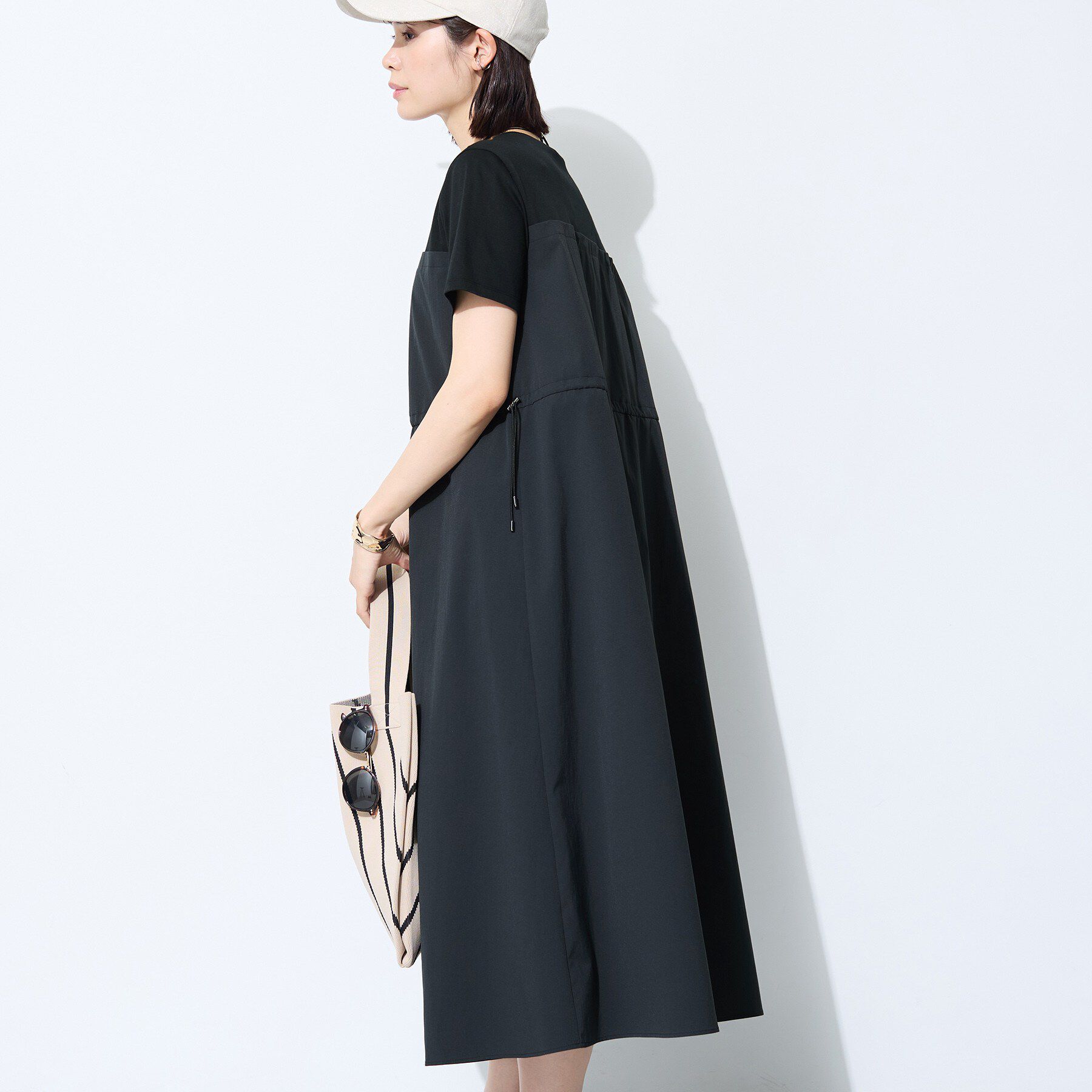 INDIVI「【洗える／1枚でキマる／ドロスト付】ビスチェ風ドッキングTワンピース」|ワンピース|