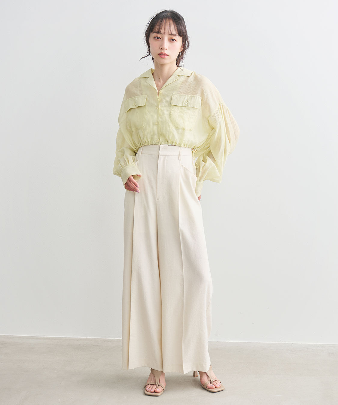 COCO DEAL「シアー楊柳ドロストブラウス」|シャツ・ブラウス|