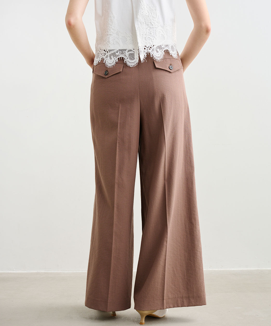 COCO DEAL「リネンライクバックフラップワイドパンツ」|スラックス|