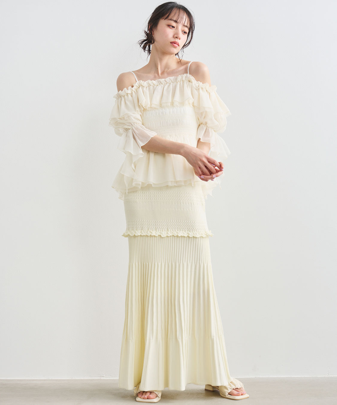 COCO DEAL「フリルギャザーシアーシャーリングブラウス」|シャツ・ブラウス|