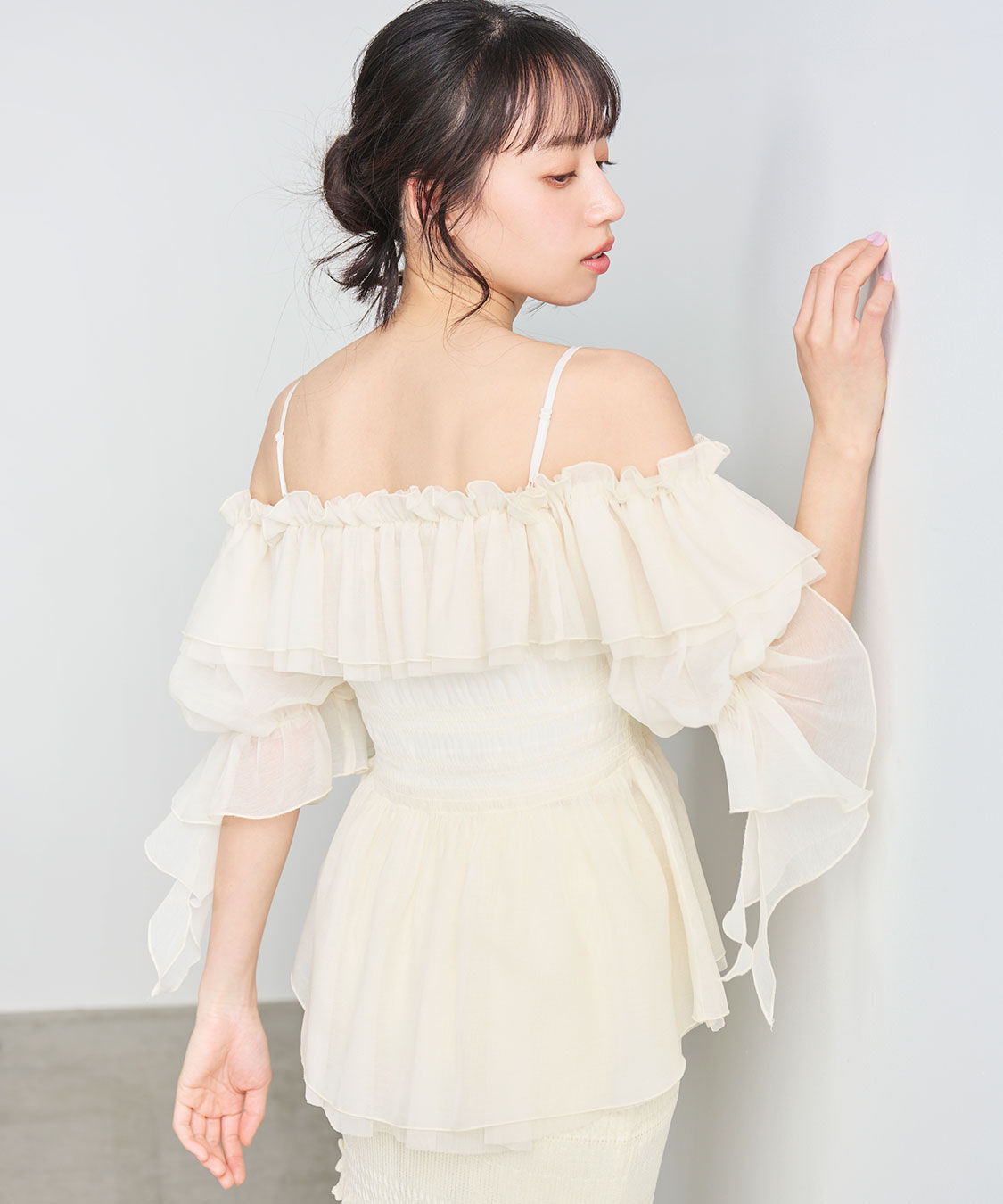 COCO DEAL「フリルギャザーシアーシャーリングブラウス」|シャツ・ブラウス|
