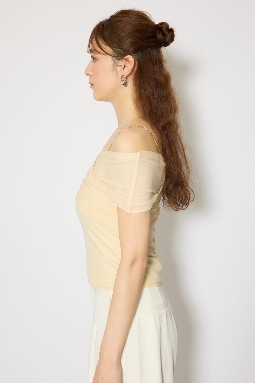 rienda「フロントクロスチュールカットトップス」|Tシャツ・カットソー|