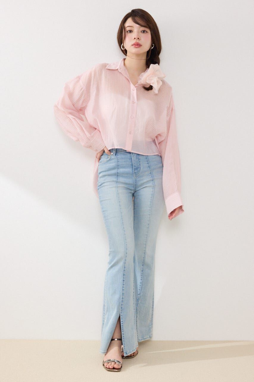 rienda「アシンメトリーストライプシャツ」|シャツ・ブラウス|