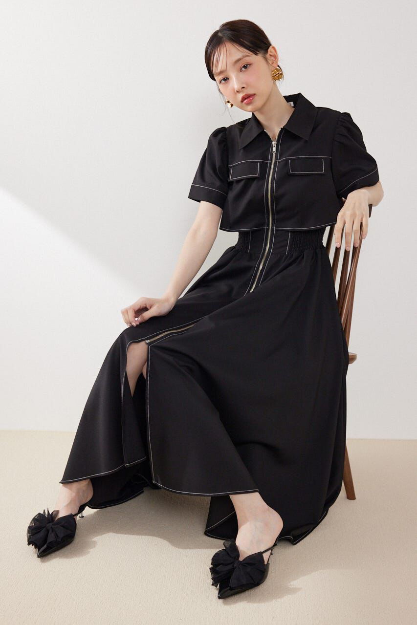 rienda「バストフレアワンピース」|ワンピース|BLK