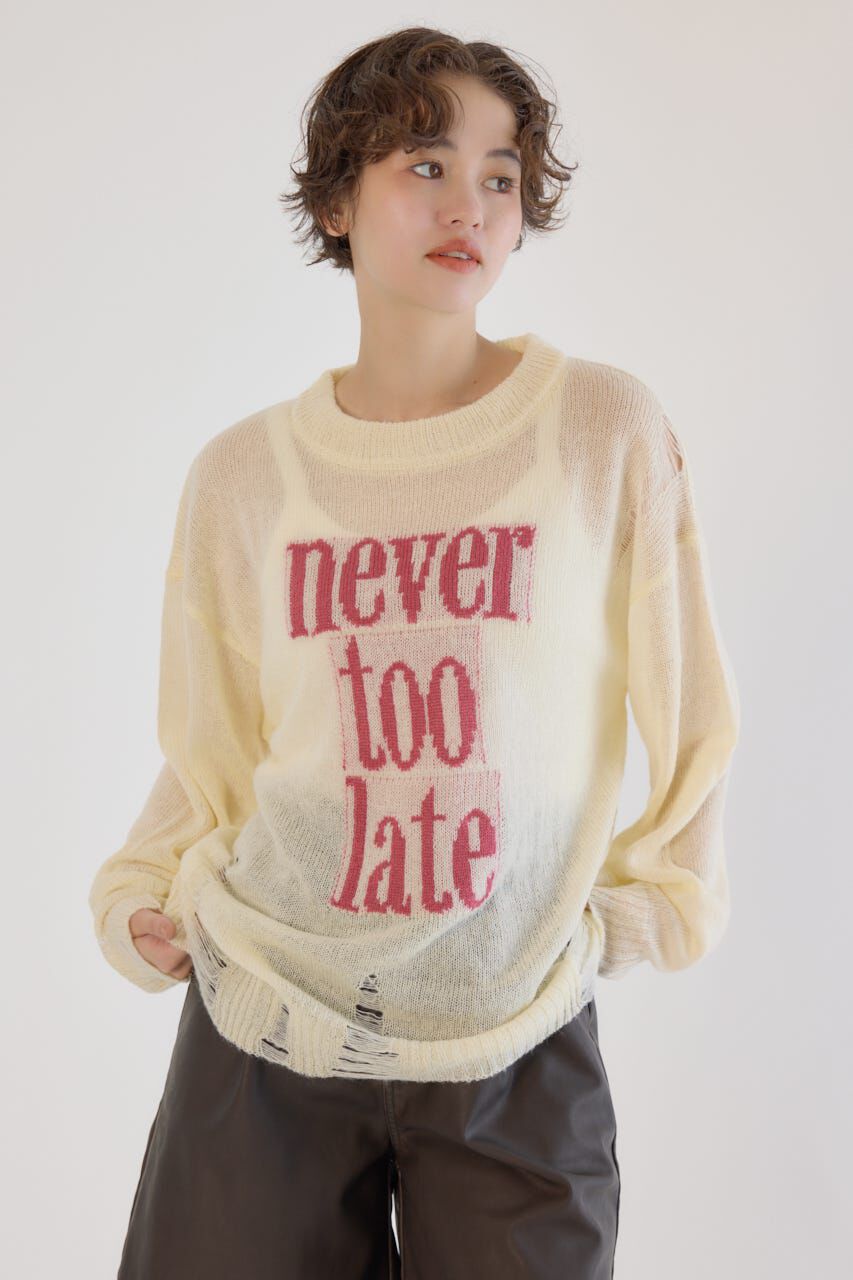 RODEO CROWNS「メッセージダメージニットトップス」|ニット・セーター|O/WHT1