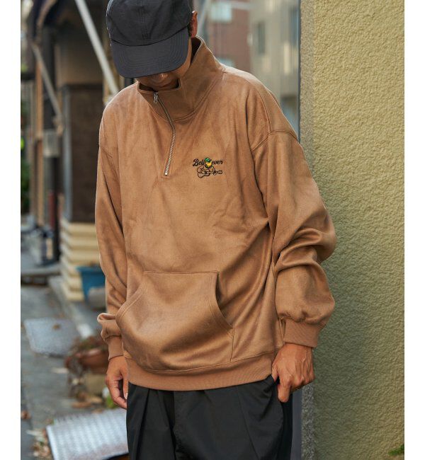 VENCE share style「フェイクスウェードヒゲ刺繍ハーフZIP」|その他|ブラウン