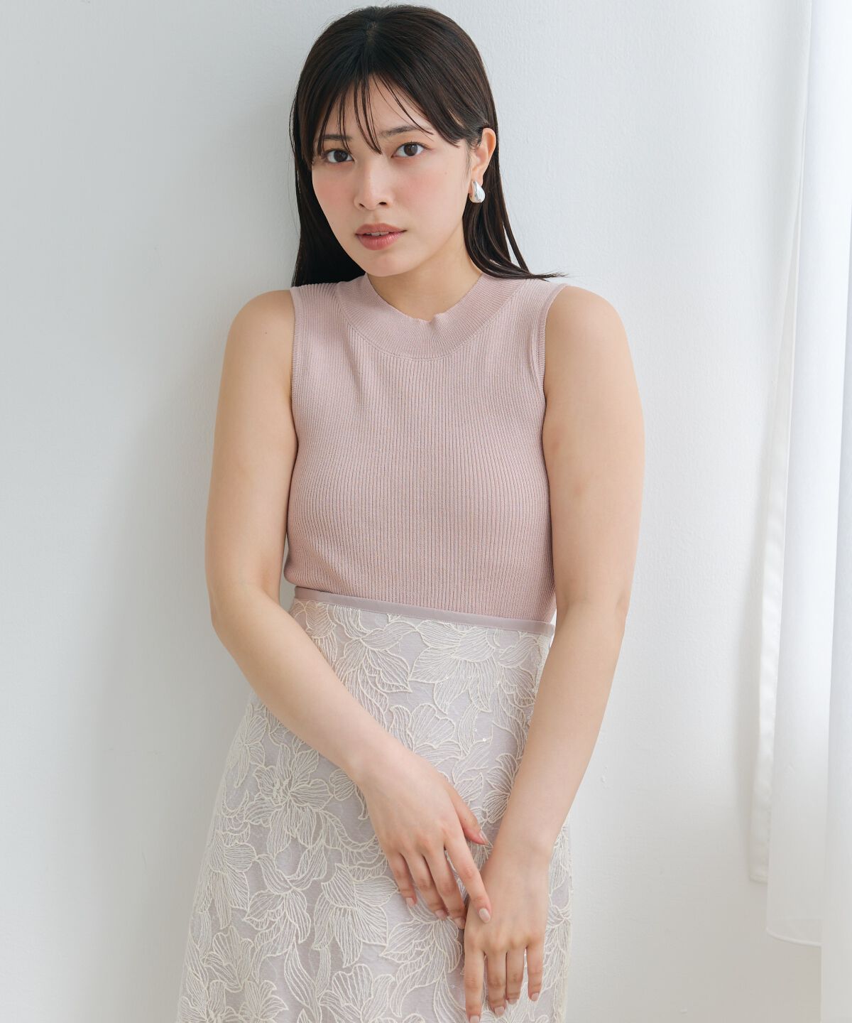 アンドクチュール「ラメノースリトップス」|ニット・セーター|ピンク