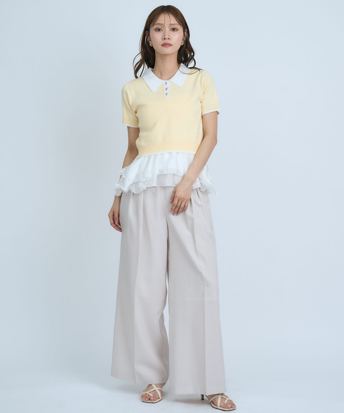 アンドクチュール「ポロニットプルオーバー&times;ペプラムキャミソール」|ニット・セーター|