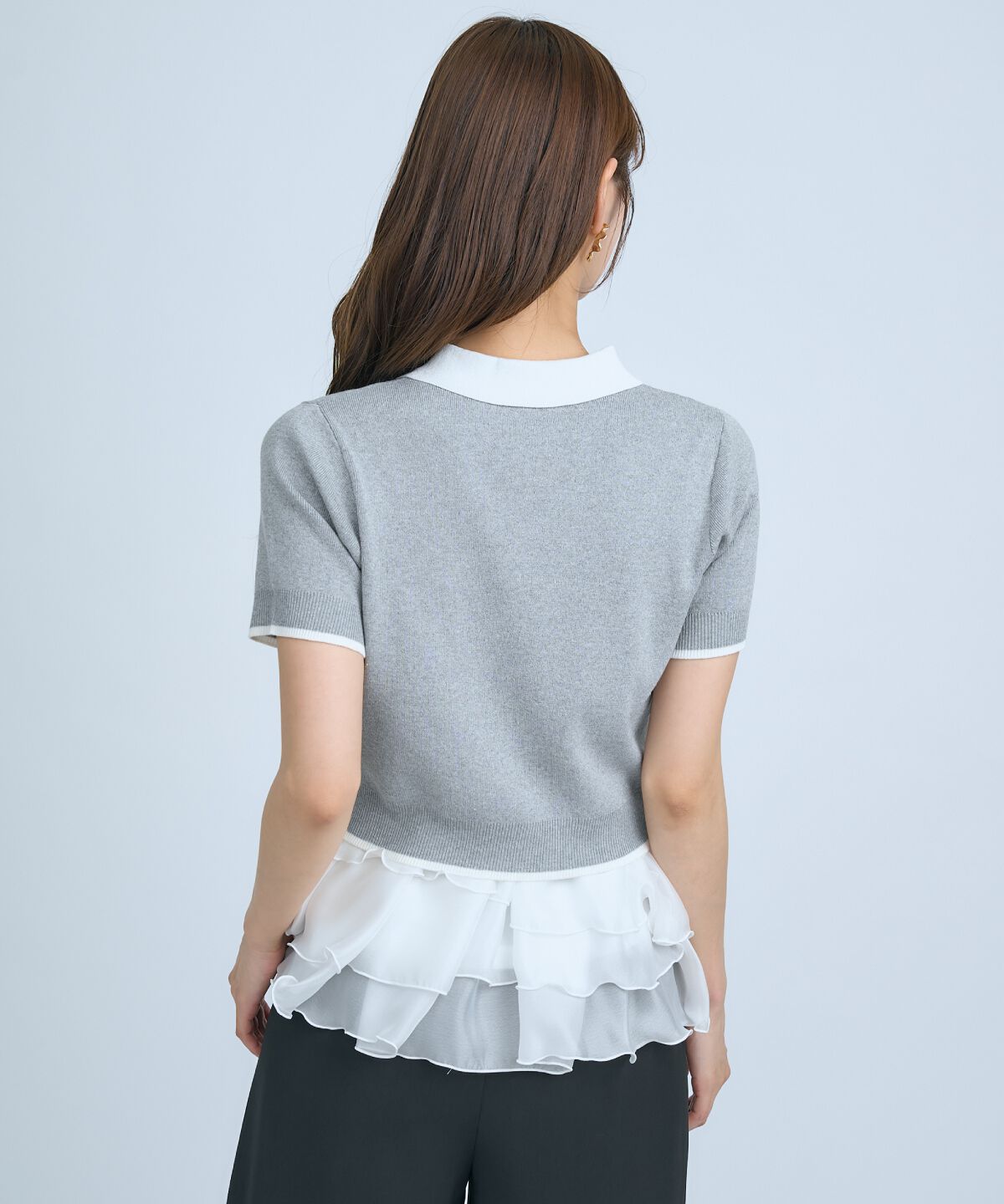 アンドクチュール「ポロニットプルオーバー&times;ペプラムキャミソール」|ニット・セーター|