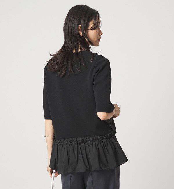 UNITED ARROWS green label relaxing「ドッキング ペプラム ショートスリーブ ニット プルオーバー ウォッシャブル」|ニット・セーター|