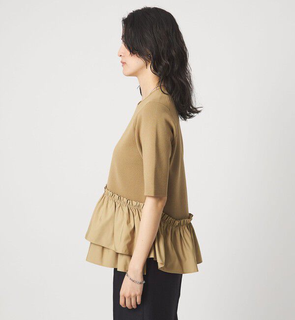UNITED ARROWS green label relaxing「ドッキング ペプラム ショートスリーブ ニット プルオーバー ウォッシャブル」|ニット・セーター|
