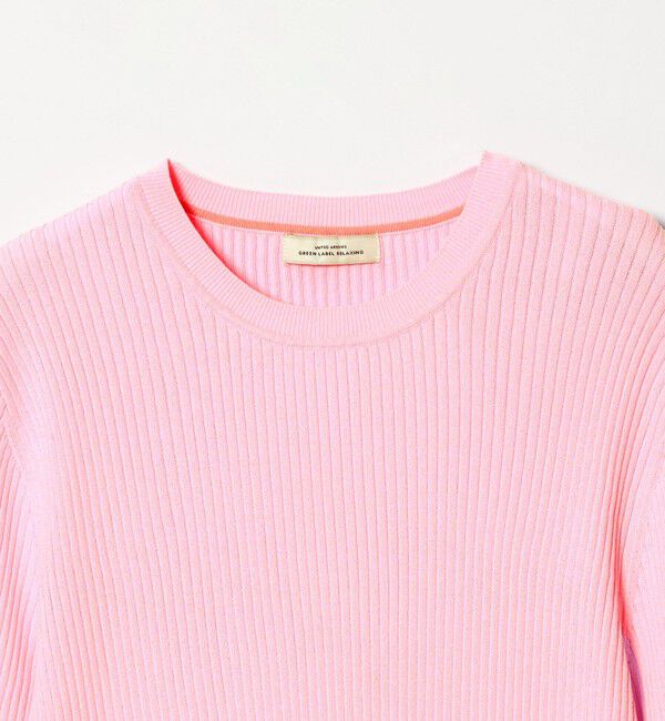 UNITED ARROWS green label relaxing「【WEB限定】＜at ease＞ソデサキ バイカラー 5分袖 プルオーバー ニット」|ニット・セーター|