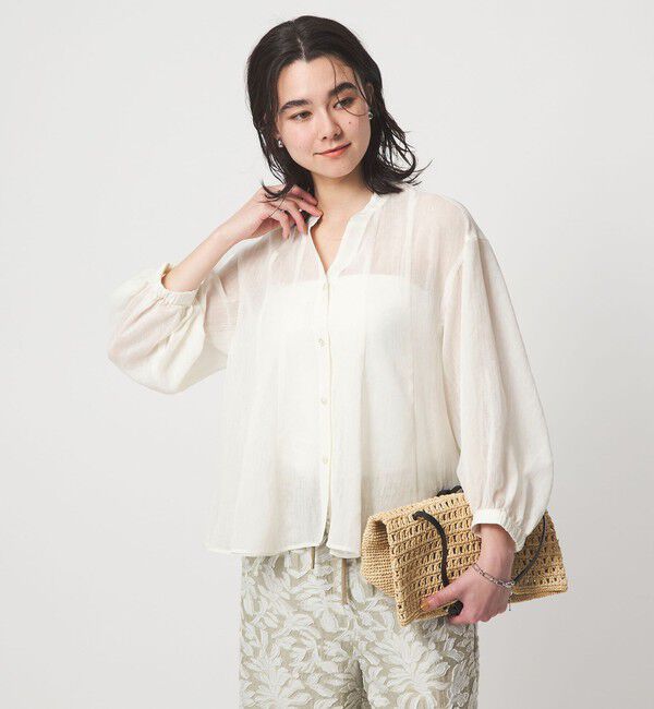 UNITED ARROWS green label relaxing「ラミーライク マチ フレア ブラウス」|シャツ・ブラウス|OFF WHITE