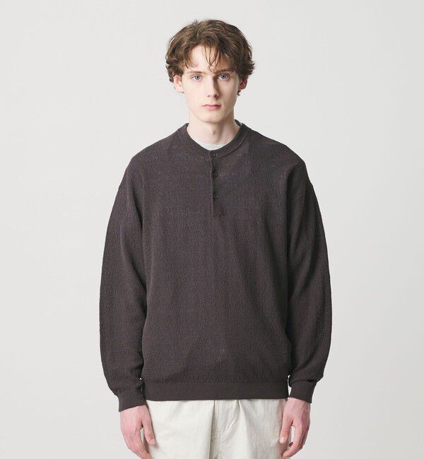 BEAUTY&YOUTH UNITED ARROWS「テクスチャード 3ボタン ヘンリーネック ニット ウォッシャブル」|ニット・セーター|