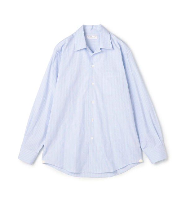 TOMORROWLAND MENS「コットンストライプ オープンカラー ロングスリーブシャツ CANCLINI」|シャツ・ブラウス|64 ブルーストライプ