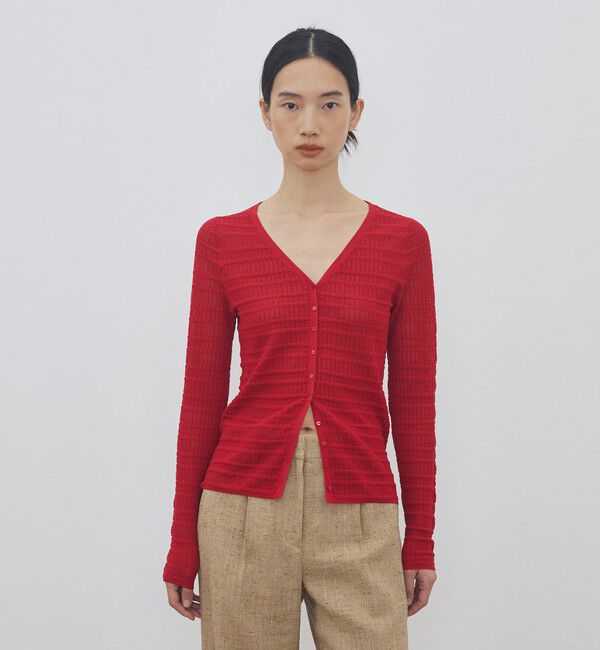 DES PRES「コットンポリエステルアセテートリブ Vネックカーディガン」|カーディガン|