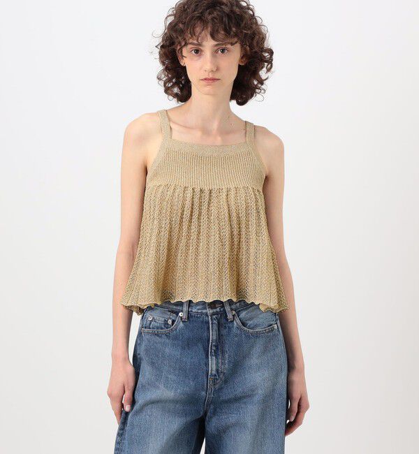 MACPHEE「レーシーラメ フレアキャミソール」|キャミソール|