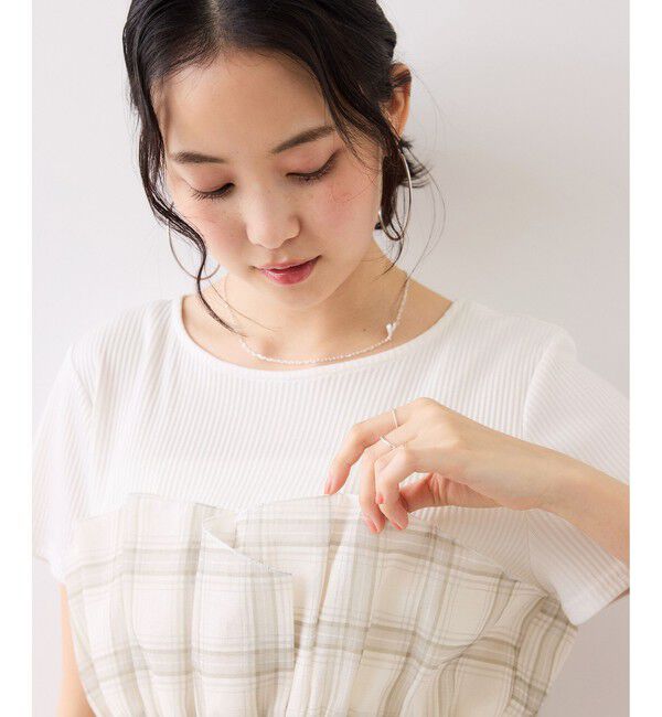 VIS「チェック＆無地ビスチェドッキング半袖プルオーバー/イージーケア」|Tシャツ・カットソー|