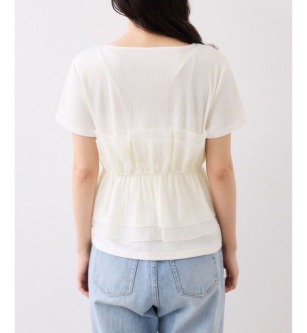 VIS「チェック＆無地ビスチェドッキング半袖プルオーバー/イージーケア」|Tシャツ・カットソー|