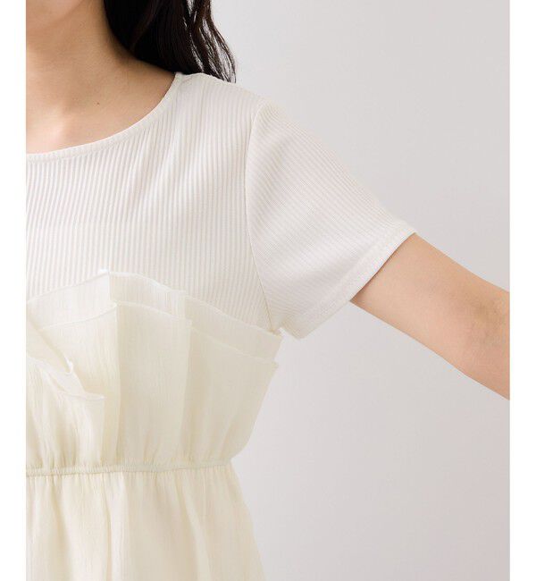 VIS「チェック＆無地ビスチェドッキング半袖プルオーバー/イージーケア」|Tシャツ・カットソー|