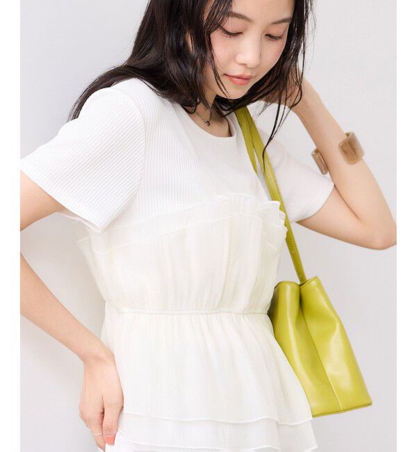 VIS「チェック＆無地ビスチェドッキング半袖プルオーバー/イージーケア」|Tシャツ・カットソー|