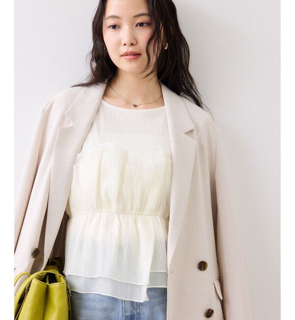 VIS「チェック＆無地ビスチェドッキング半袖プルオーバー/イージーケア」|Tシャツ・カットソー|