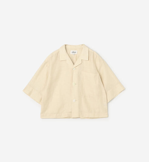 LE GLAZIK「LE GLAZIK | リネンポリエステル オープンカラー半袖シャツ WOMEN」|シャツ・ブラウス|IVORY