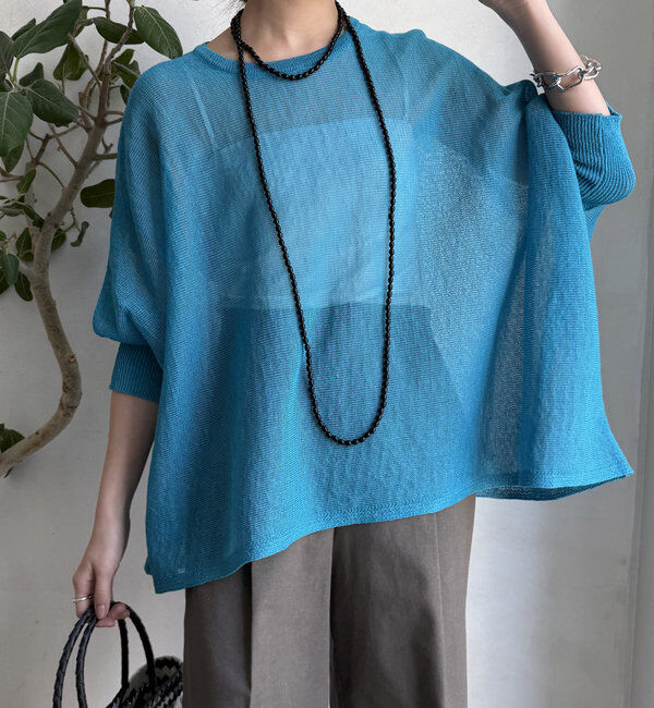  「ストローヤーンポンチョニット」|ニット・セーター|