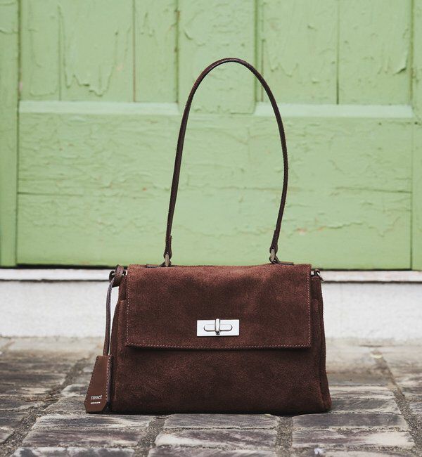  「《WEB限定》スエードフラップミニトートバッグ」|トートバッグ|ダークブラウン