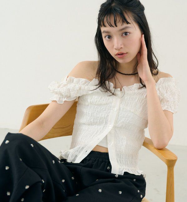  「シャーリングフレンチブラウス」|シャツ・ブラウス|オフホワイト