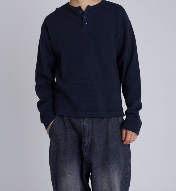  「【UNISEX】Sourcreamワッフルヘンリーネックトップス」|Tシャツ・カットソー|