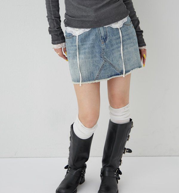  「スタッズデニムミニスカート」|スカート|